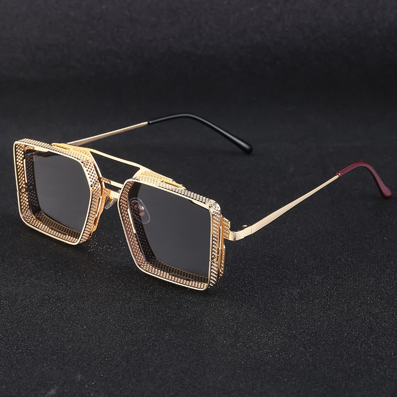 Vintage Steampunk Sunglasses Metal Hollow-out For Men