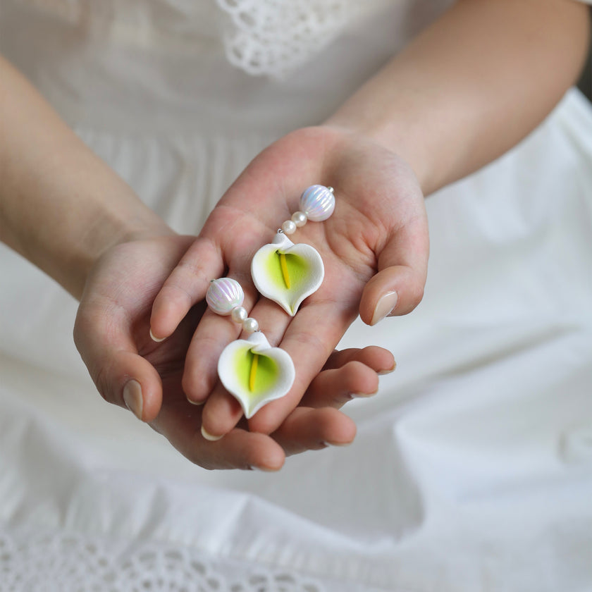 Vintage Pastoral Polymer Clay Necklace Brooch Ear Clip