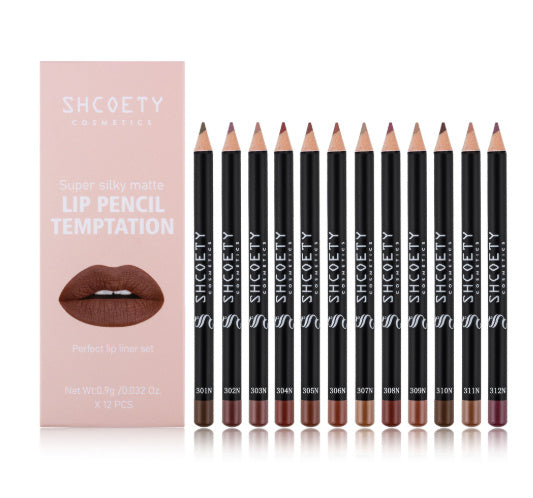 12 Color Matte Lipstick Lip Liner Suit