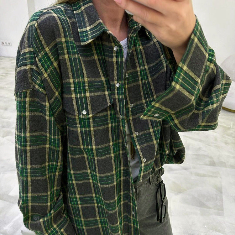 Wear Checkered Shirts For Autumn Women's Clothing In Europe And America