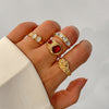 Geometric Diamond Gemstone Ring Suit Women