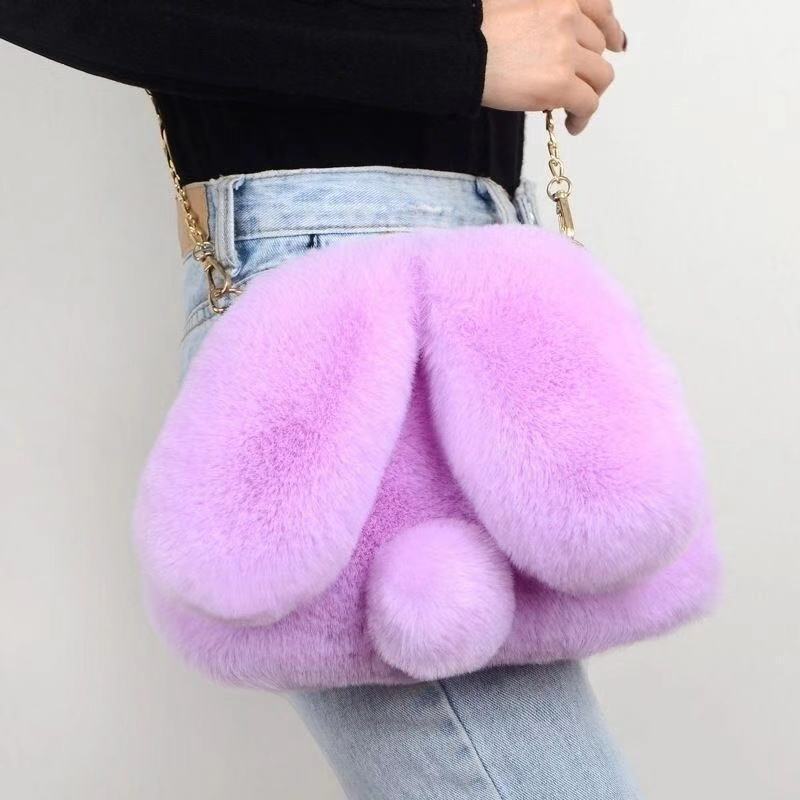Women's Fashion Portable Rabbit-shaped Plush One-shoulder Satchel