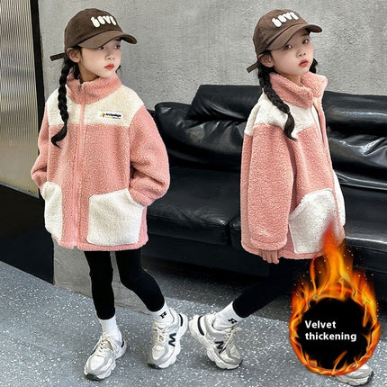 Coat Fashion Casual Girl Boy Thickened Medium And Small Children Winter Coat