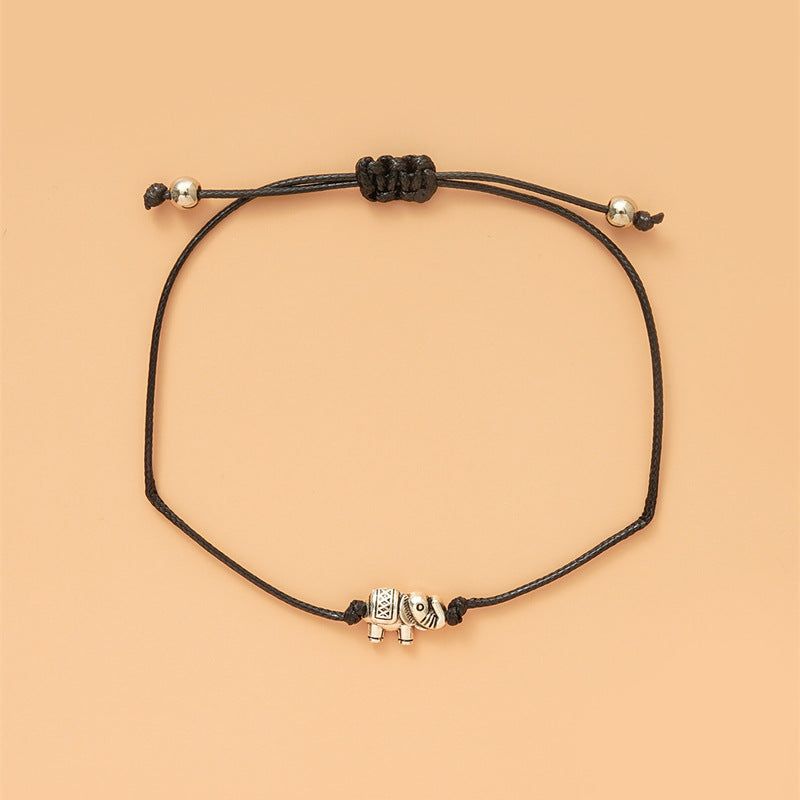 Elephant Bracelet Simple Retro Wax Line Woven Adjustable