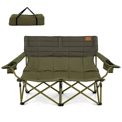 Oversized Camping Chair Folding Loveseat Camping Couch With Cup Holders & Thick Padding