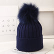 Boys And Girls Woolen Fox Fur Ball Knit Hat