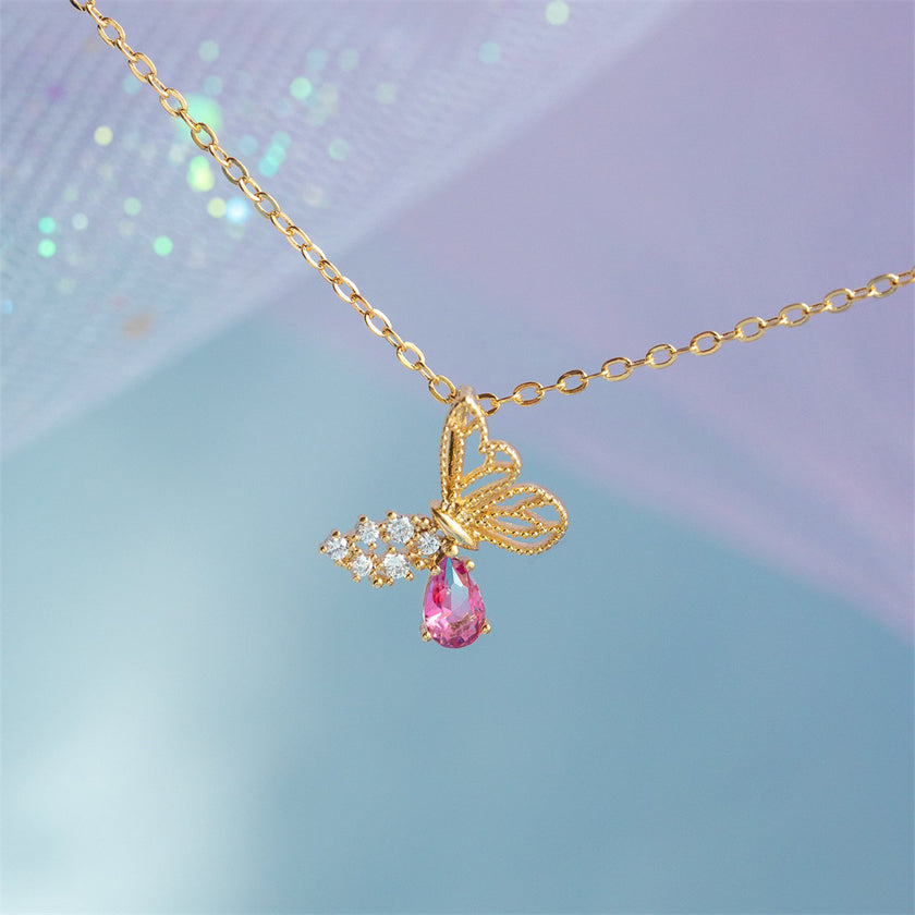 Women's Hollow Zircon Butterfly Necklace