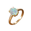 Golden Egg Shaped White Opal Minimalist Ring