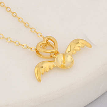 S925 Silver Pearl Pendant Women's Fashion Temperament Design Fetal Hair Angel Pendant