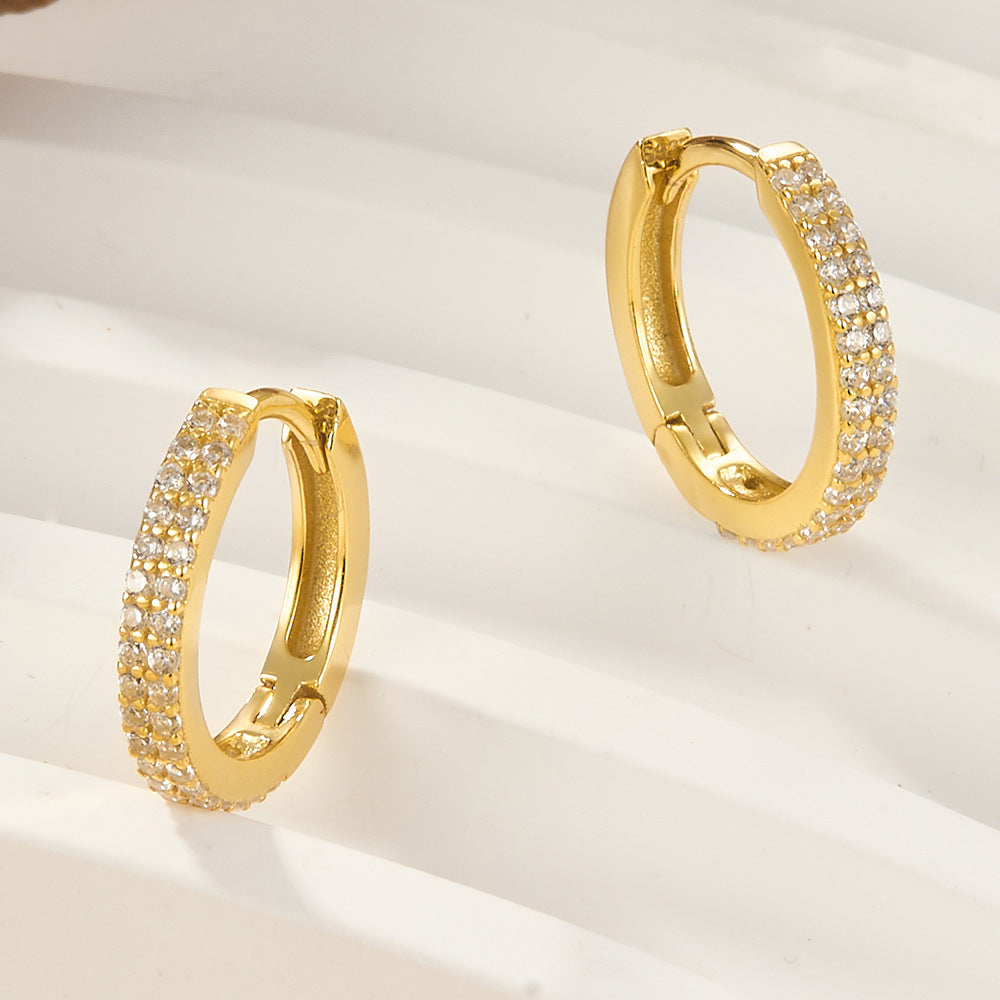 Women's Simple Graceful Big Circle Fine Zircon-embedded Earrings