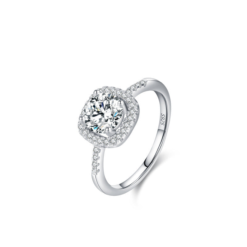 S925 Silver Artificial Diamond Ring For Women