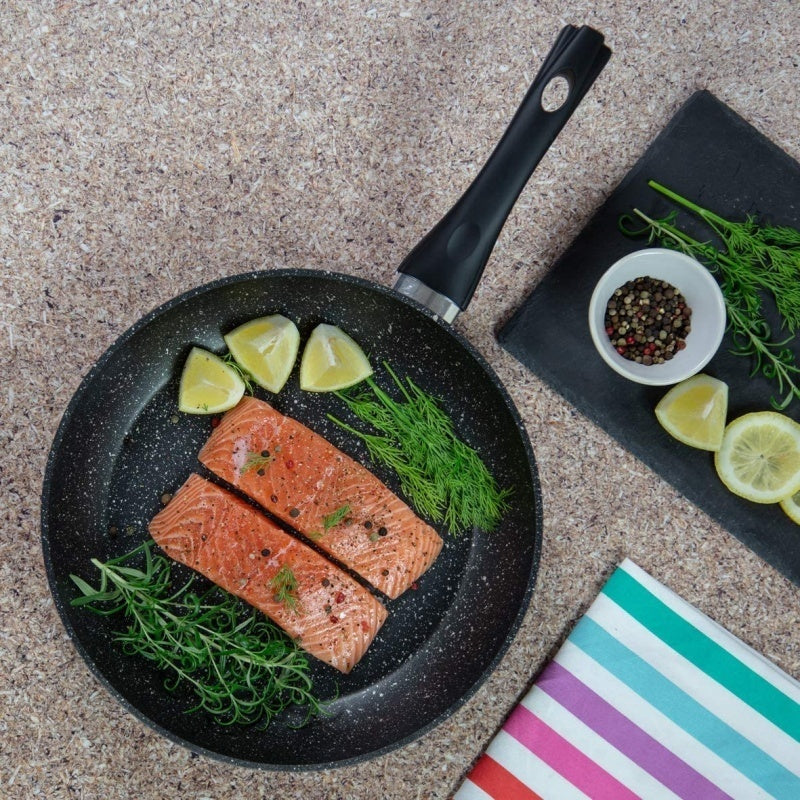 Non Stick Black Frying Pan Ceramic PTFE Coated For Gas Electric Induction