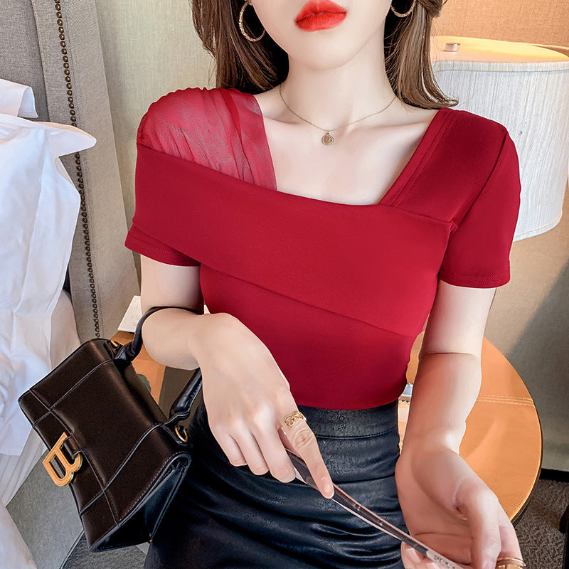 Summer Korean Slim Short Sleeve T-shirt Women