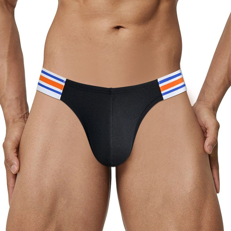 Men's Cotton Side Seam Label Low Waist Sports Hip Lifting Briefs Underwear Men