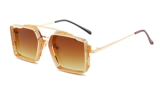 Vintage Steampunk Sunglasses Metal Hollow-out For Men
