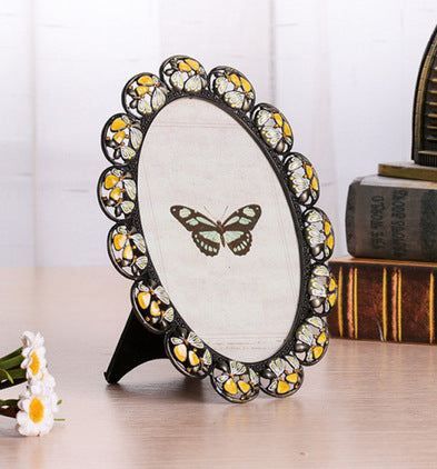 Creative Enamel Colored Metal Photo Frame With Flower And Bird Photo Frame