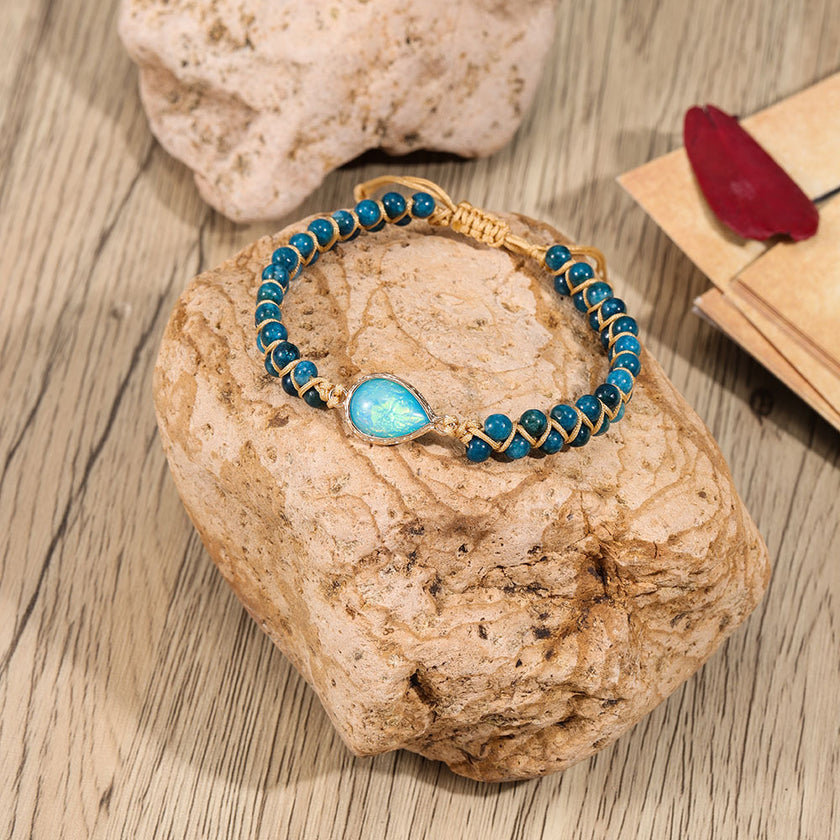 Cross-border Natural Stone Bracelet Water Drop Shape Sapphire Couple Woven Bracelet