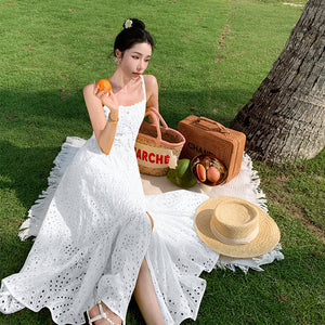 Waist Slimming Vacation Style Beach Dress Summer