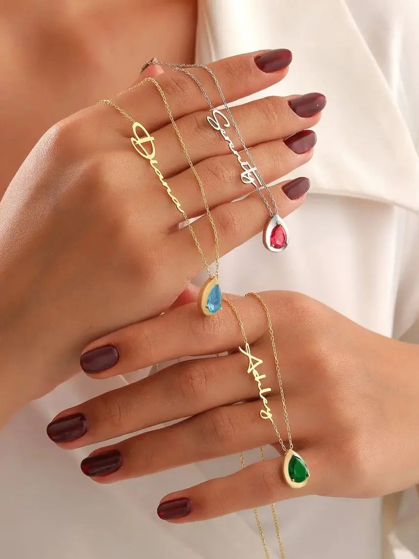 December Birthday Stone Letter Necklace