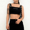 Black Tank Top Women Sleeveless Cropped Tops Tees Shirt Hollow Out Sexy Bustier Top