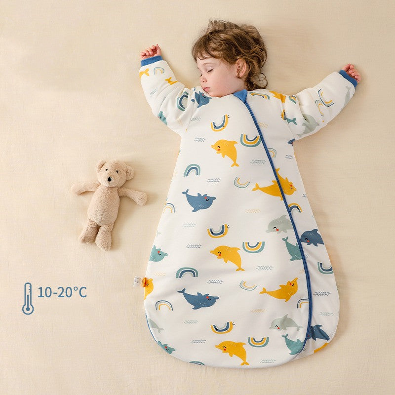 Baby Sleeping Bag With Thermostatic Cotton One-piece Anti-kick