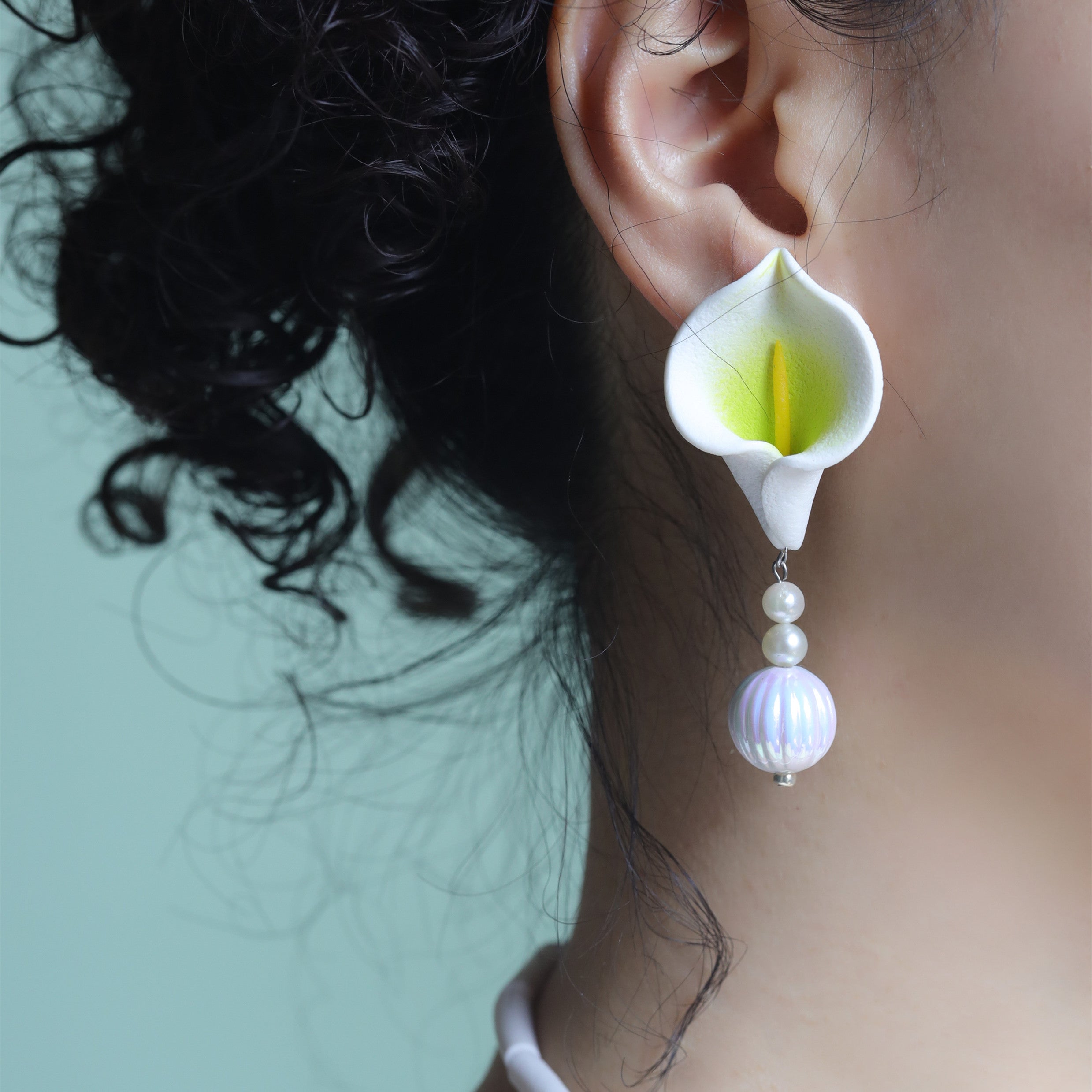 Vintage Pastoral Polymer Clay Necklace Brooch Ear Clip