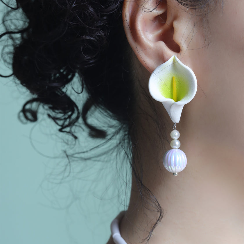 Vintage Pastoral Polymer Clay Necklace Brooch Ear Clip