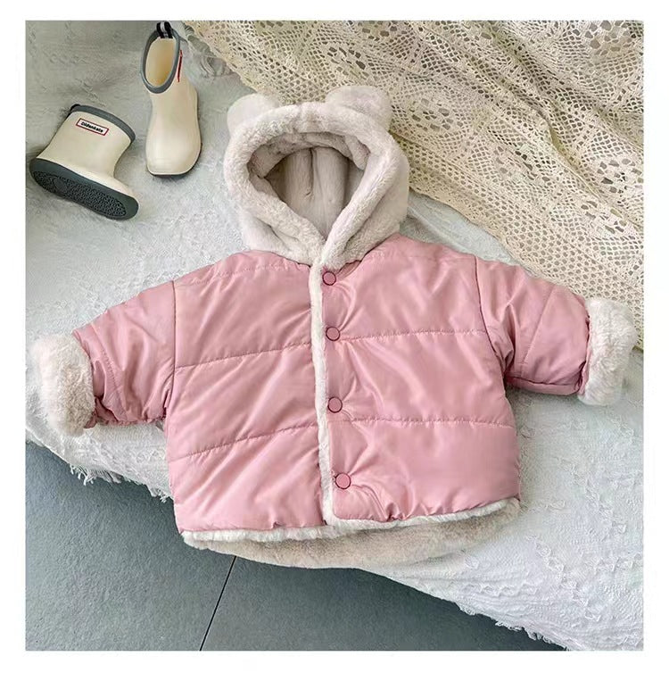 Children Fleece-lined Furry Coat