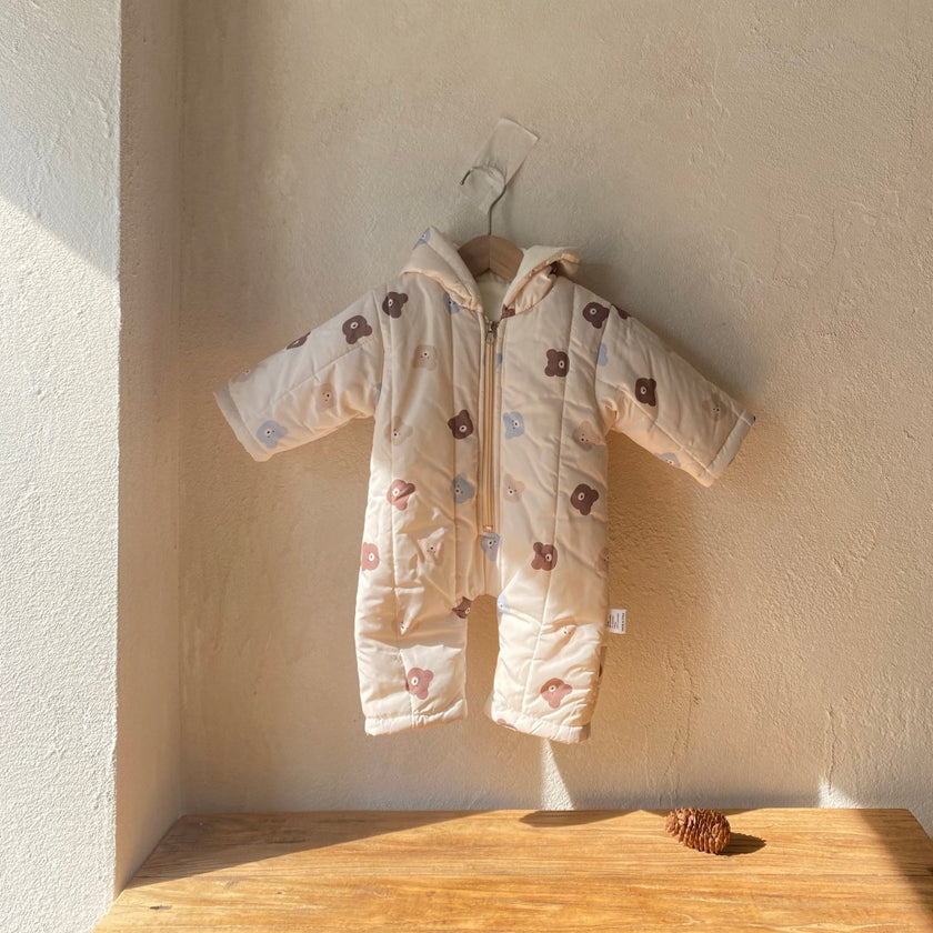 Quilted Mini Bear Cardigan Cotton Coat Jacket Baby Jumpsuit