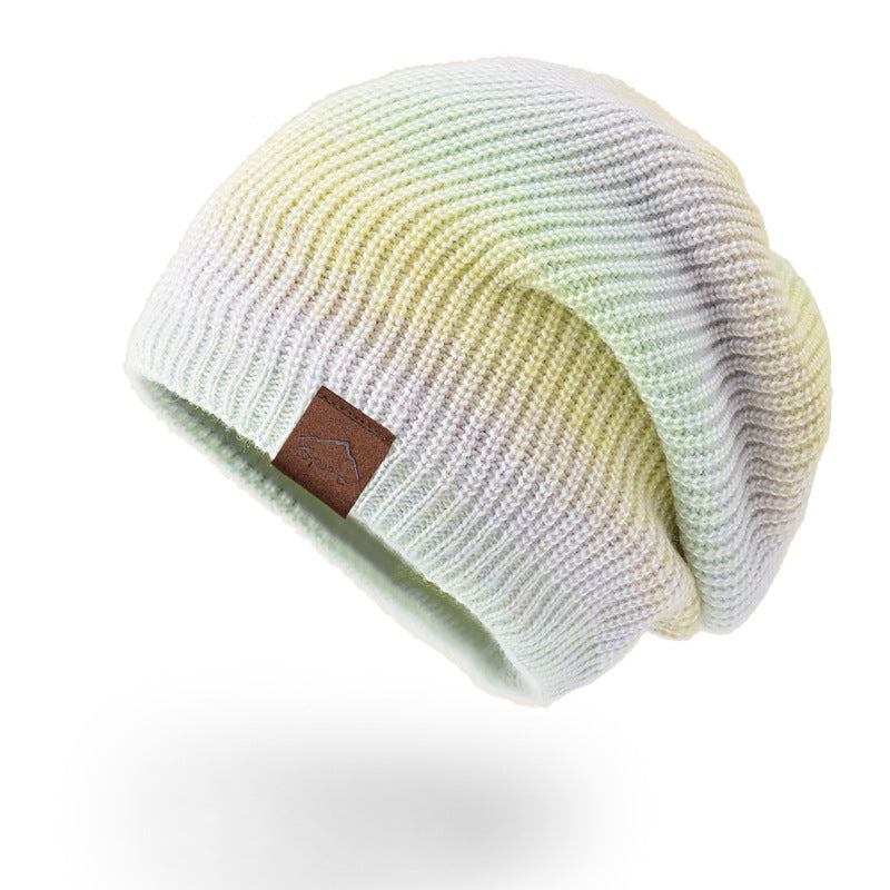 Knitted Gradient Tie-dye Warmth Rainbow Fashion Woolen Hat Women