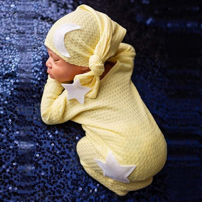 Newborn Photography Stars And Moon Decoration Knitted Jumpsuit