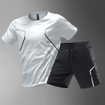 Men's T-shirts Sports Running T-shirt Color Block Men Quick-drying Breathable Short Sleeve Round Neck Active Tee Outdoor Workout