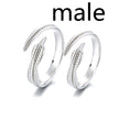 S925 Sterling Silver Feather Couple Ring Men And Women Pair Ring Opening Personality Fashion Jewelry