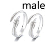 S925 Sterling Silver Feather Couple Ring Men And Women Pair Ring Opening Personality Fashion Jewelry