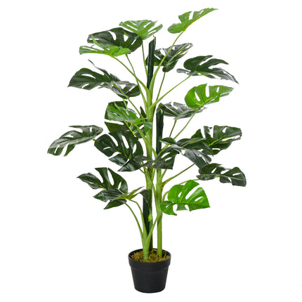 100cm/3.3FT Artificial Monstera Tree Decorative Cheese Plant 21 Leaves With Nursery Pot, Fake Tropical Palm Tree For Indoor Dcor