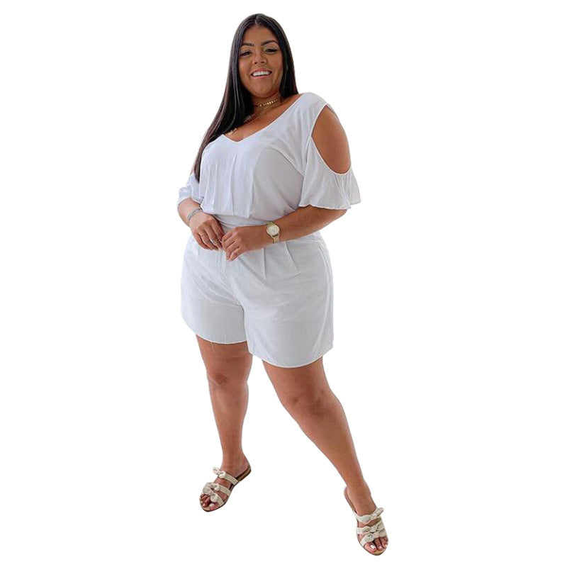 Women's Solid Color All-match Casual Loose Large Size Home Jumpsuit