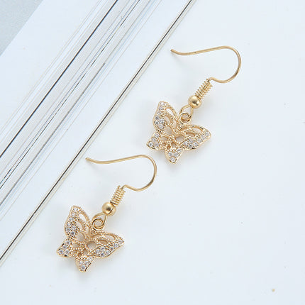 Entry Lux Copper Jewelry Micro Inlaid Zircon Butterfly Earrings Necklace Dress Accessories