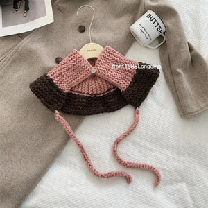 Cute Tethered Color Contrast Knit Hat