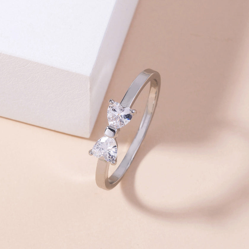 Cute Mini Bow Zircon Index Finger Ring Girl