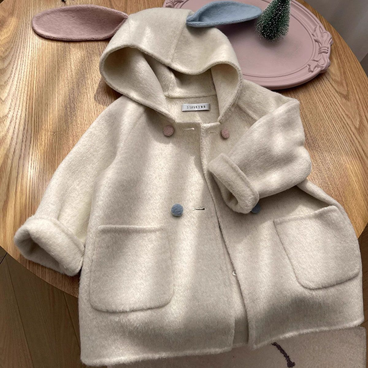 New Cute Bunny Double-sided Cashmere Coat
