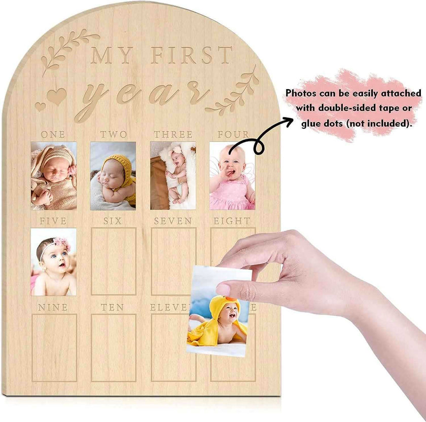 Newborn First Year Milestone Photo Frame Wooden