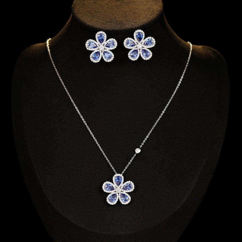 High-grade Jewelry Suit Micro Inlaid Zircon Sunflower Ear Stud Necklace A Set Of Elegant Jewelry