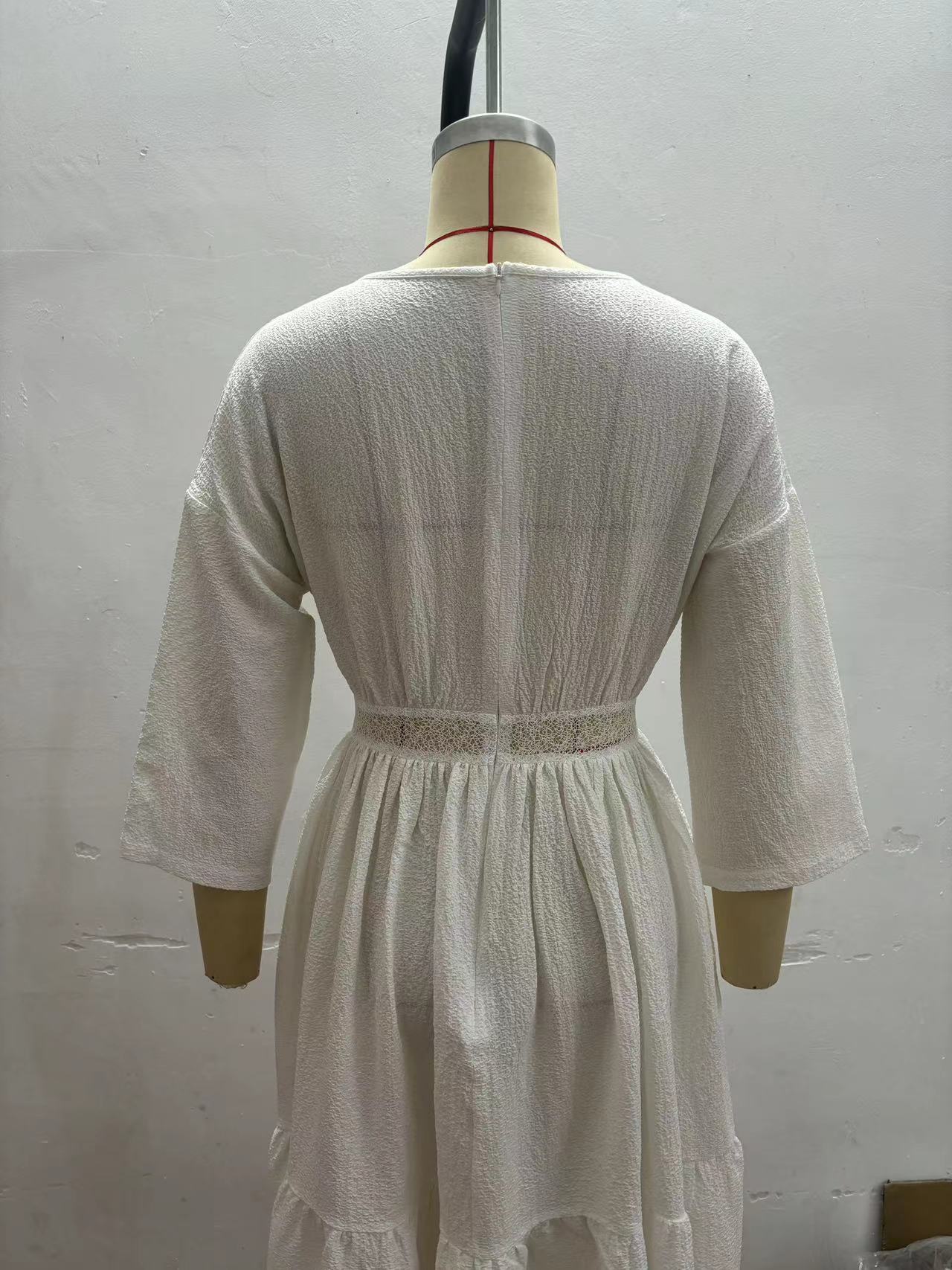 Stitching Beach Seaside Vacation Hollow Dress