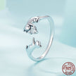 Frolic Cat Argent Pur Open Ring For Women
