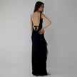 Ribbon Women Backless High Slit Dress