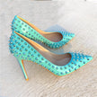 Early Spring Rivet High Heels Women's Stiletto Heel 10CM Pumps Tangerine Shoes