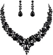 Water Drop Women's Alloy Bridal Necklace Two-piece Earrings Set