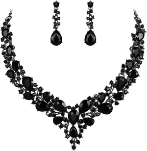 Water Drop Women's Alloy Bridal Necklace Two-piece Earrings Set