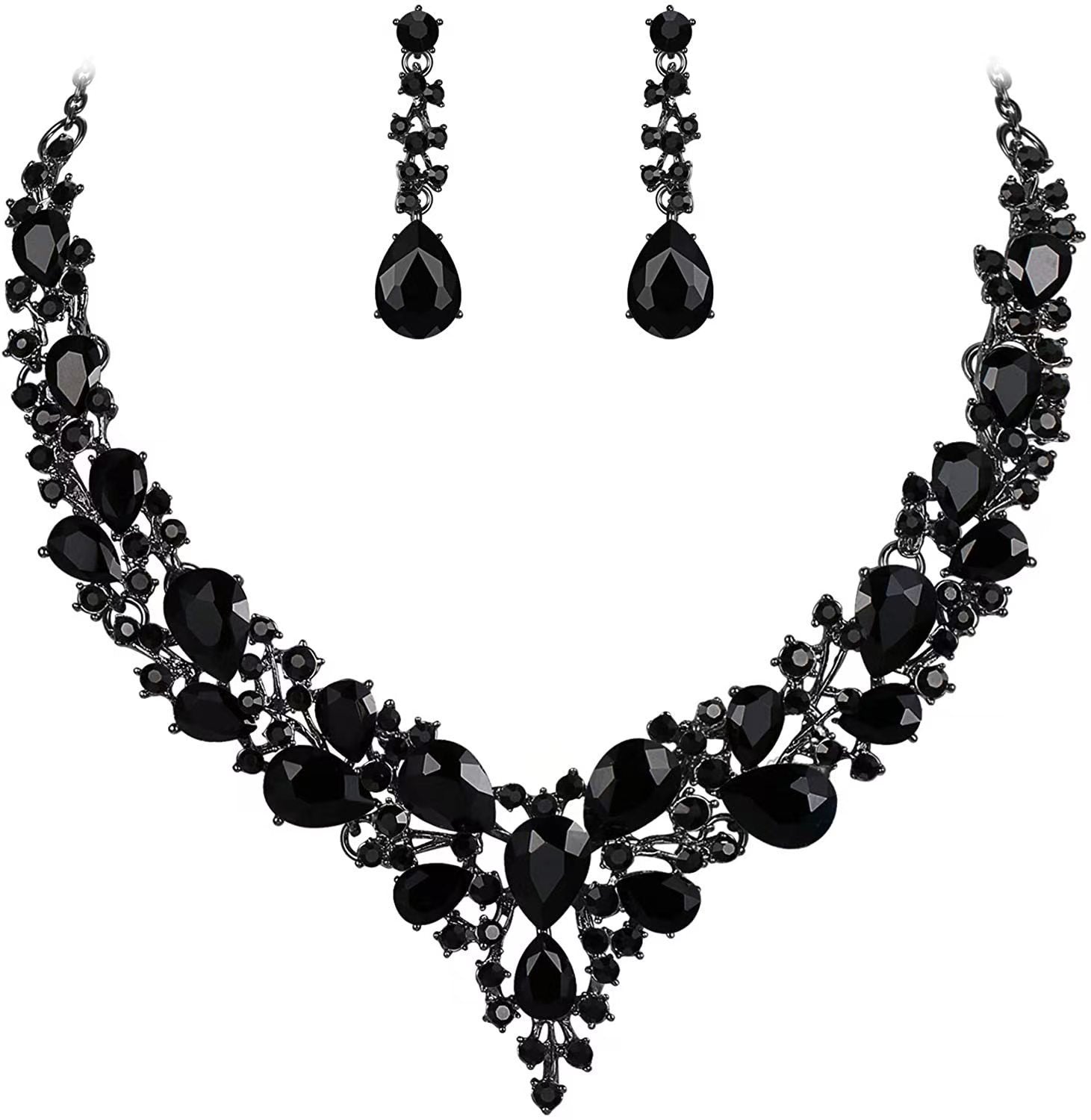 Water Drop Women's Alloy Bridal Necklace Two-piece Earrings Set