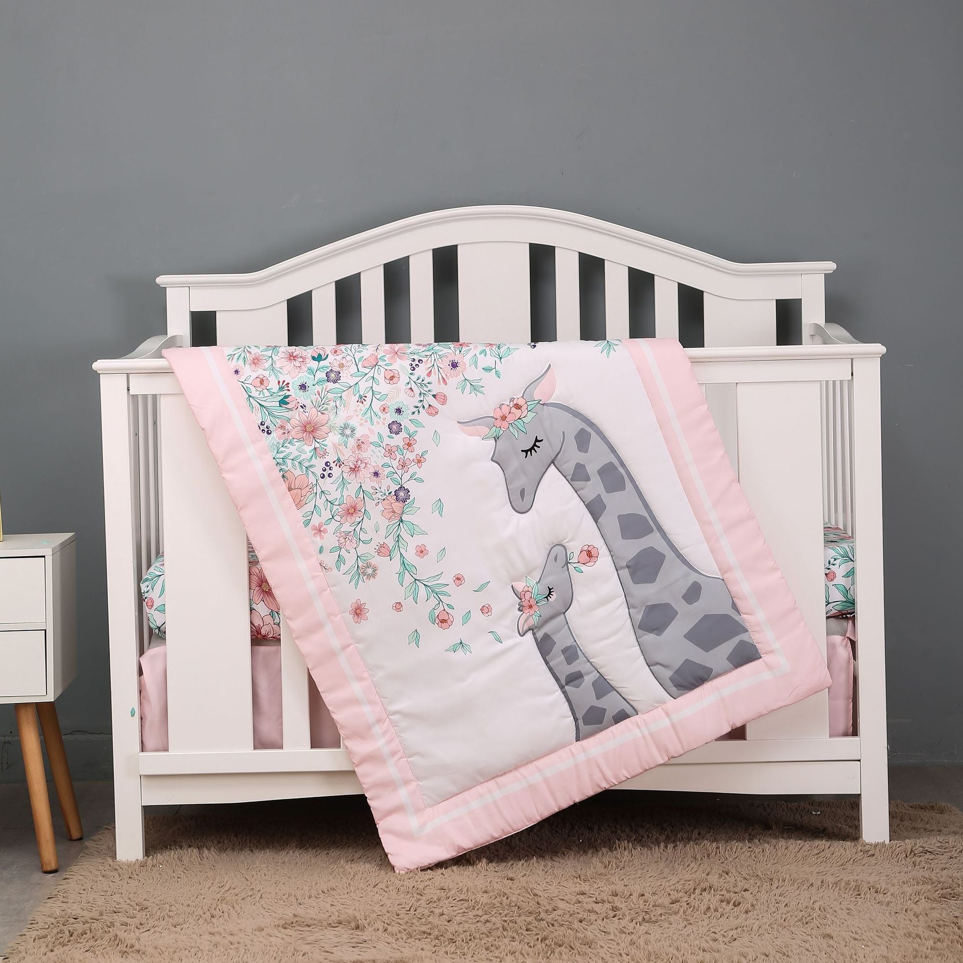 Children Quilt Fitted Sheet Single Bed Skirt Infant Bedding 3 pieces newborn kids bedding set